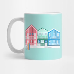 Striped Colorful Houses on Costa Nova Beach, Portugal Mug